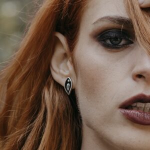 Silver vulva earrings