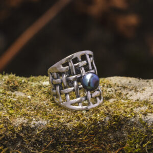 Anillo vida perla gris-azul